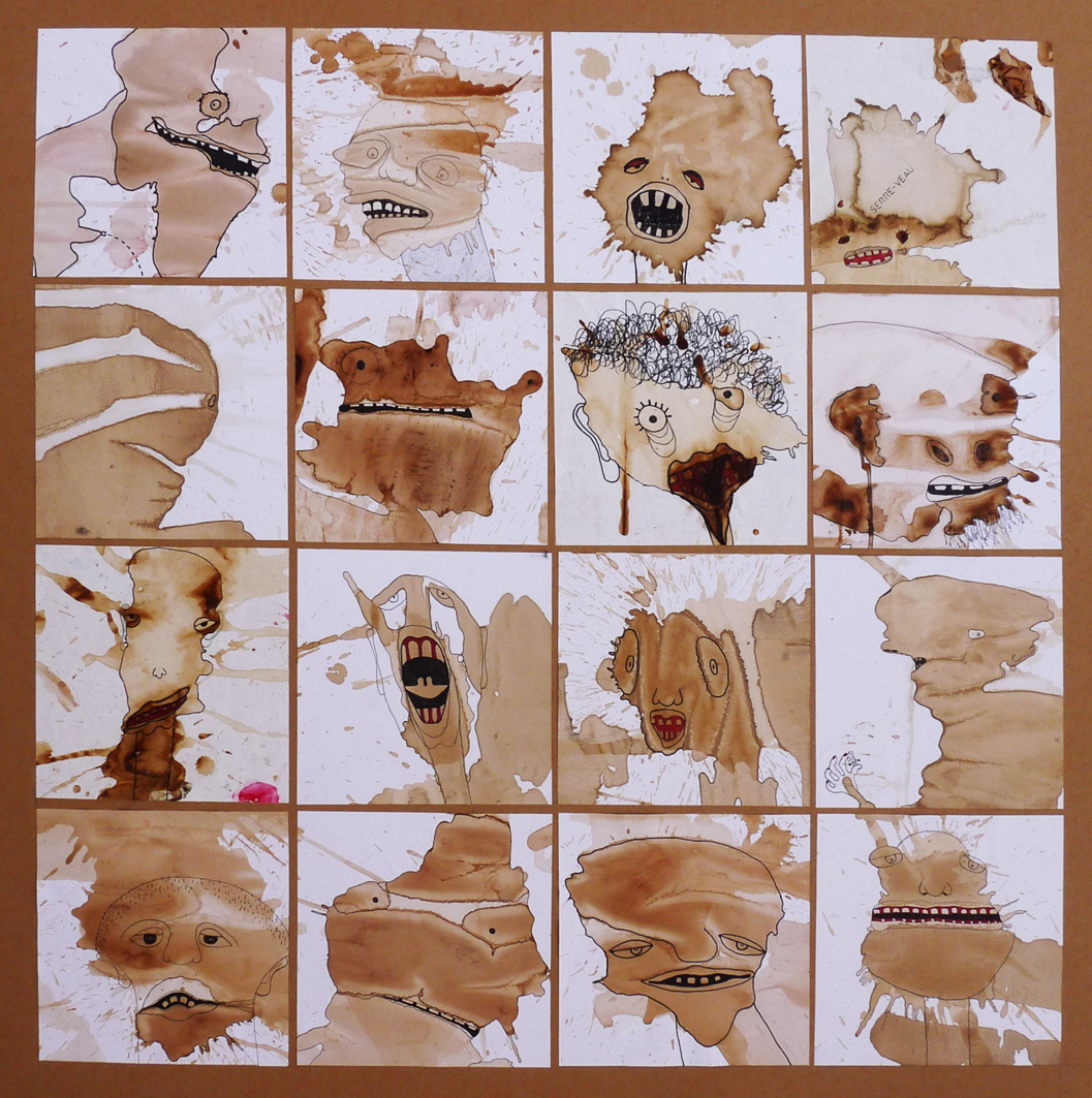 Café sur papier 90x90cm