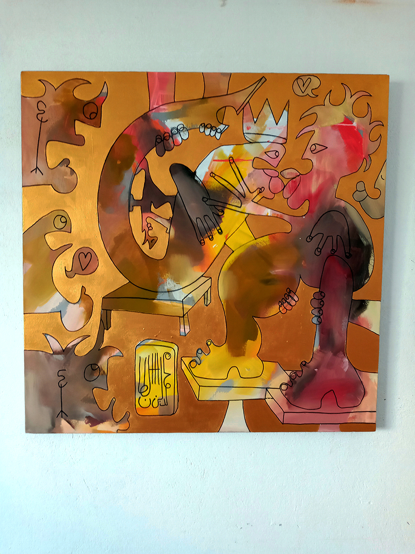 King, acrylique sur toile 90x90cm